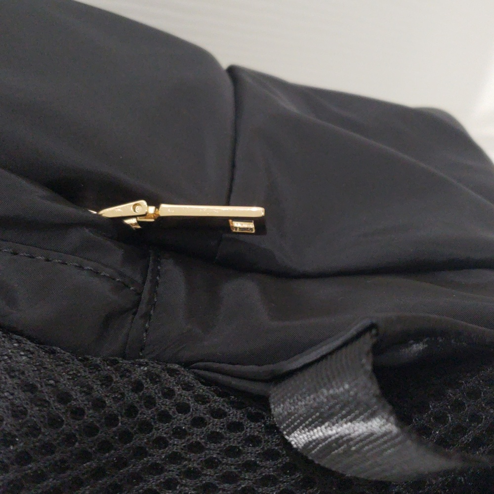 Black Nylon Daypack Backpack – Gold Zipper Accents, Lightweight Travel Bag - Picture 7 of 12
